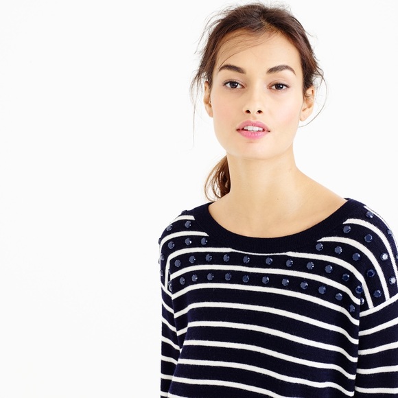 J. Crew Jeweled striped swing sweater - Picture 2 of 8